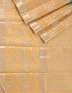 Aqua Blue Silk Saree With Cream Silver Zari Border - Kumaran Silks