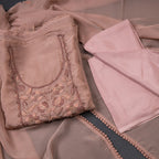 Mul Chanderi Light Peach Unstitched Salwar Material With Dupatta
