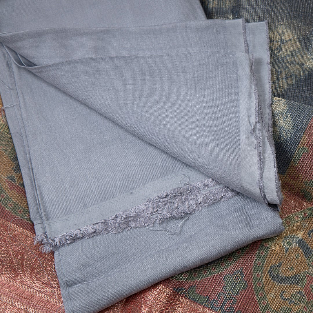 Mul Chanderi Grey Unstitched Salwar Material With Dupatta