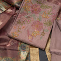 Mul Chanderi Onion Pink Unstitched Salwar Material With Dupatta