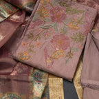 Mul Chanderi Onion Pink Unstitched Salwar Material With Dupatta