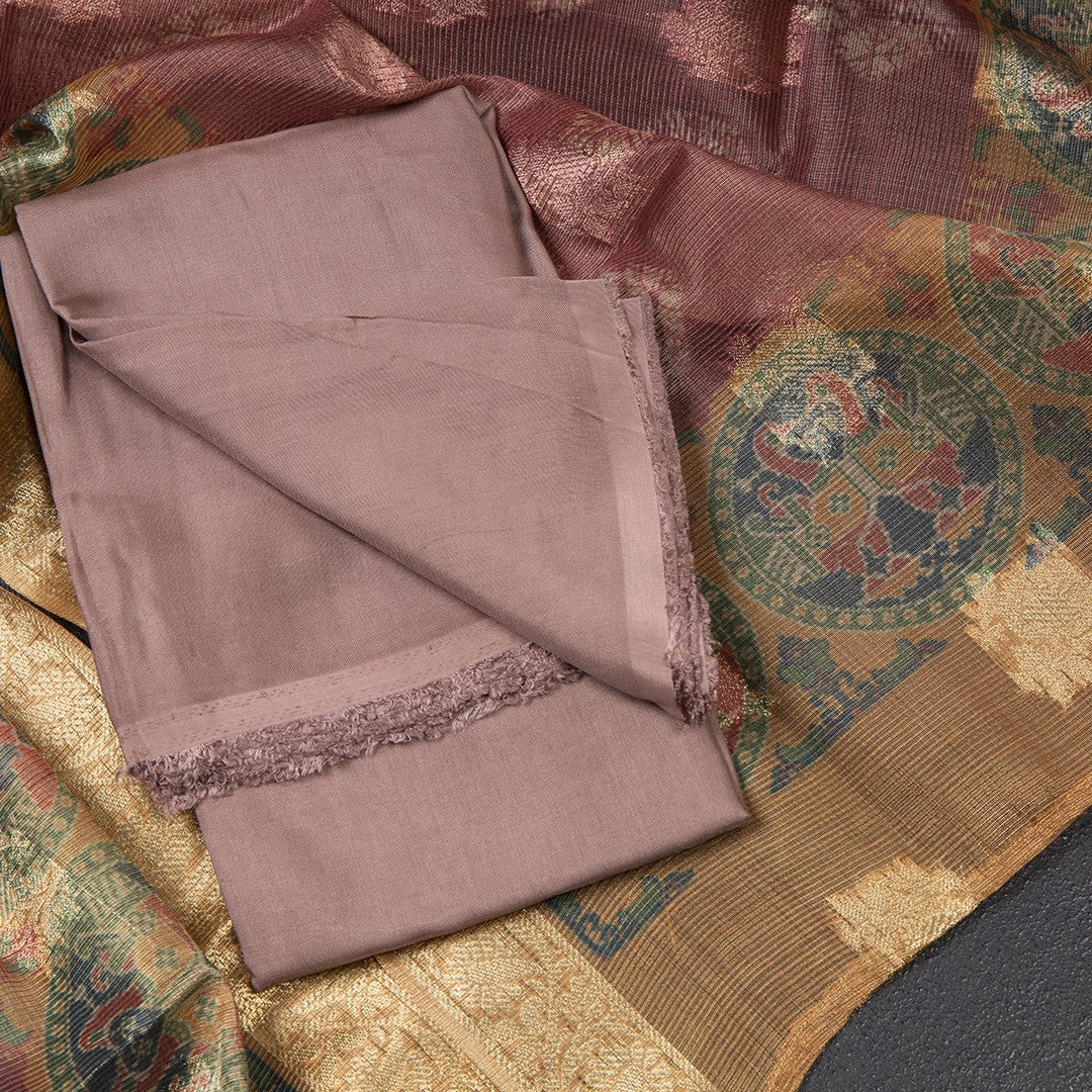Mul Chanderi Onion Pink Unstitched Salwar Material With Dupatta
