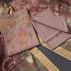 Mul Chanderi Onion Pink Unstitched Salwar Material With Dupatta