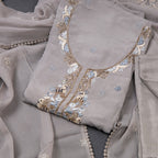 Mul Chanderi Grey Unstitched Salwar Material With Dupatta 02