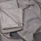 Mul Chanderi Grey Unstitched Salwar Material With Dupatta 02