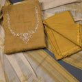 Mul Chanderi Golden Brown Unstitched Salwar Material With Dupatta 02