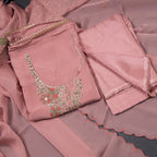 Mul Chanderi Onion Pink Unstitched Salwar Material With Dupatta 03