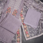 Mul Chanderi Lavender Unstitched Salwar Material With Dupatta