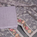 Mul Chanderi Lavender Unstitched Salwar Material With Dupatta