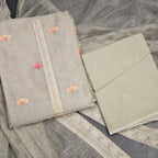Mul Chanderi Very Light Pista Green Unstitched Salwar Material With Dupatta