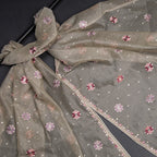 Mul Chanderi Pista Green Unstitched Salwar Material With Dupatta 05