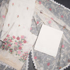 Mul Chanderi Cream Unstitched Salwar Material With Dupatta 03