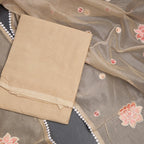 Mul Chanderi Sandal Unstitched Salwar Material With Dupatta 02