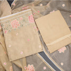Mul Chanderi Sandal Unstitched Salwar Material With Dupatta 02