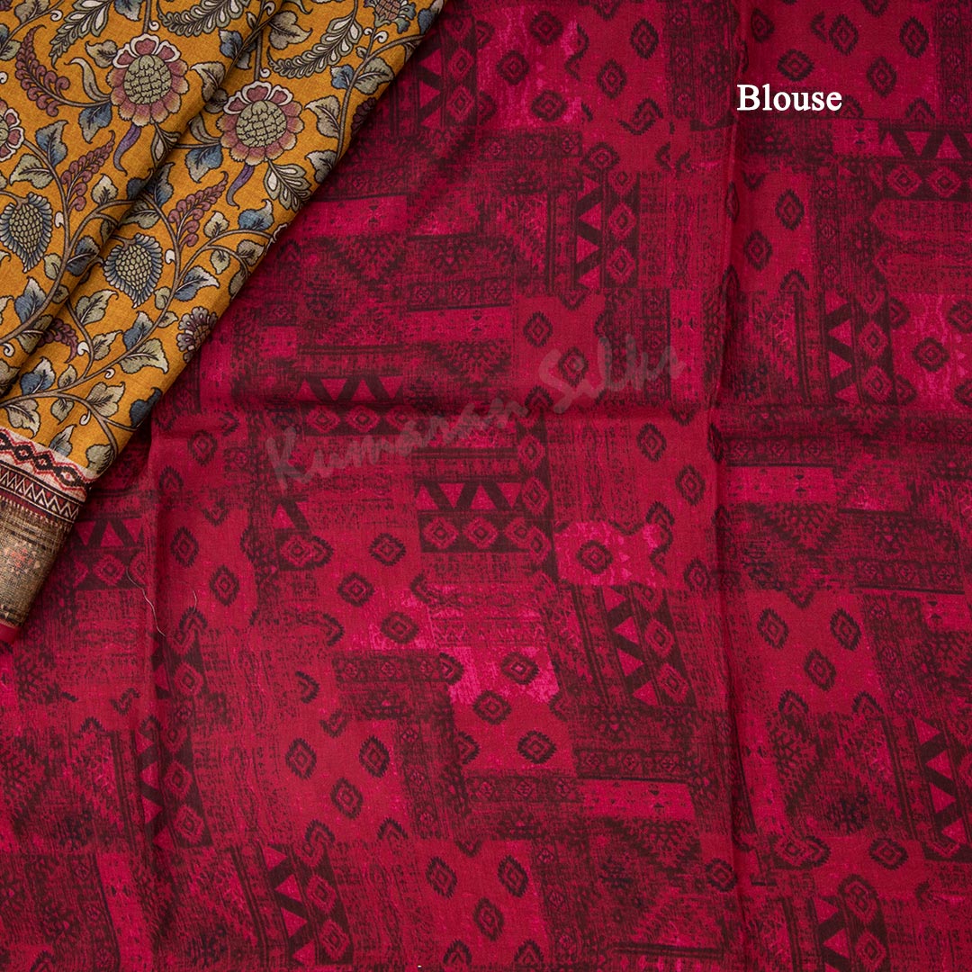 Modal Silk Mango Yellow Floral Printed Saree