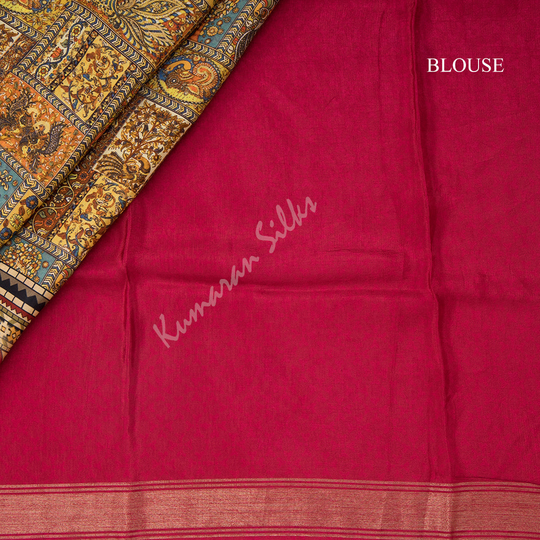 Modal Silk Multi Colour Printed Saree With Peacock Design