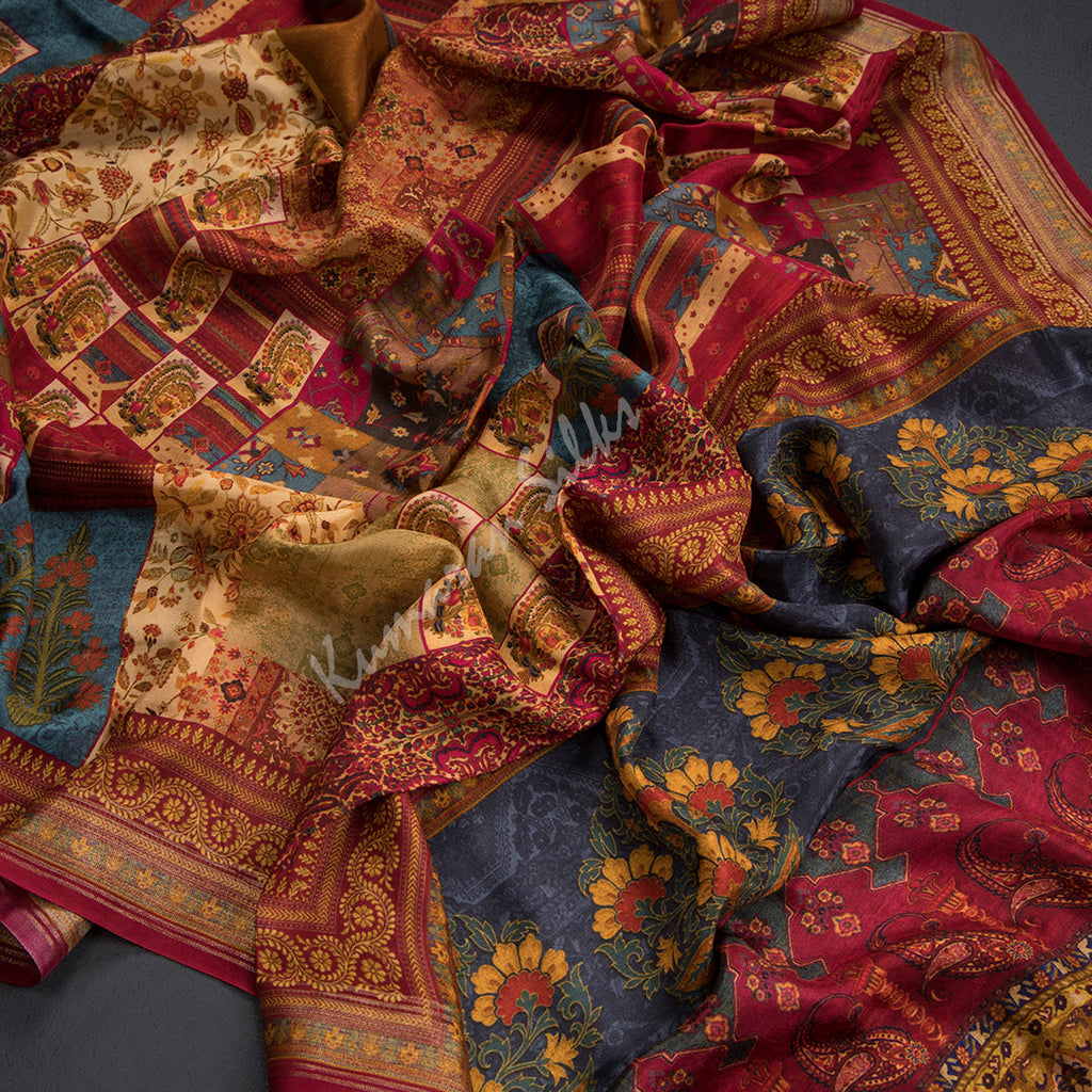 Modal Silk Sandal Floral Printed Saree 02 - Kumaran Silks