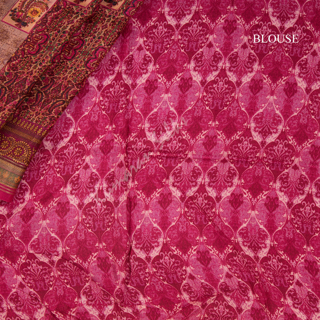 Modal Silk Light Peach Floral Printed Saree