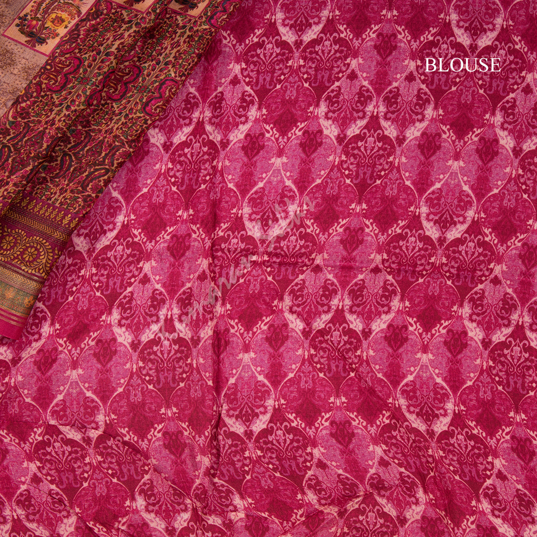 Modal Silk Light Peach Floral Printed Saree