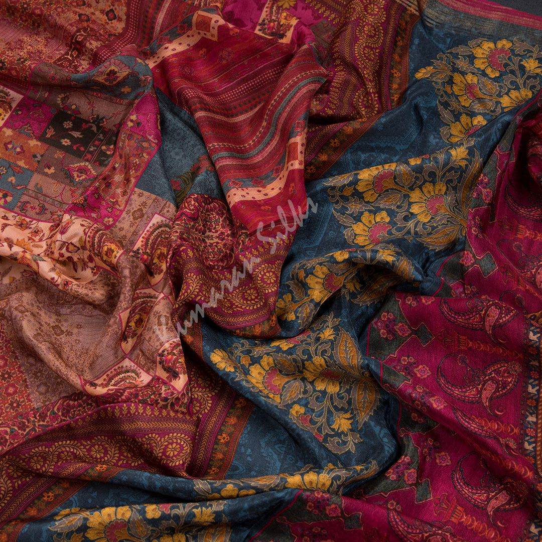 Modal Silk Light Peach Floral Printed Saree