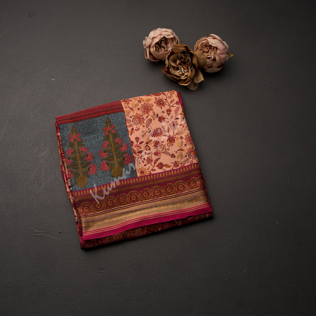 Modal Silk Light Peach Floral Printed Saree