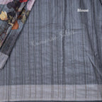 Semi Raw Silk Grey Printed Saree 08