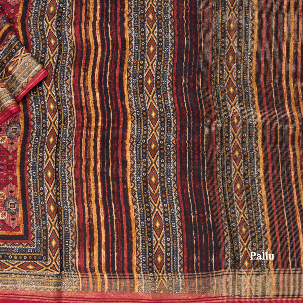 Modal Silk Red Floral Printed Saree
