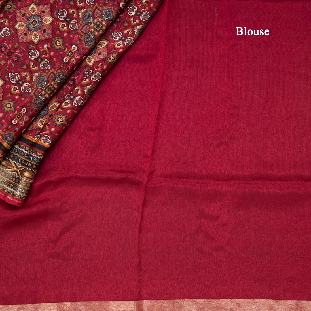 Modal Silk Red Floral Printed Saree