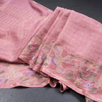 Semi Raw Silk Onion Pink Zari Checked Saree And Embroidered Border - Kumaran Silks