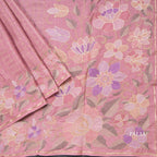 Semi Raw Silk Onion Pink Zari Checked Saree And Embroidered Border - Kumaran Silks