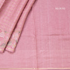 Semi Raw Silk Onion Pink Zari Checked Saree And Embroidered Border - Kumaran Silks