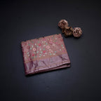 Tissue Pink Thread Embroidered Saree With Branches Design