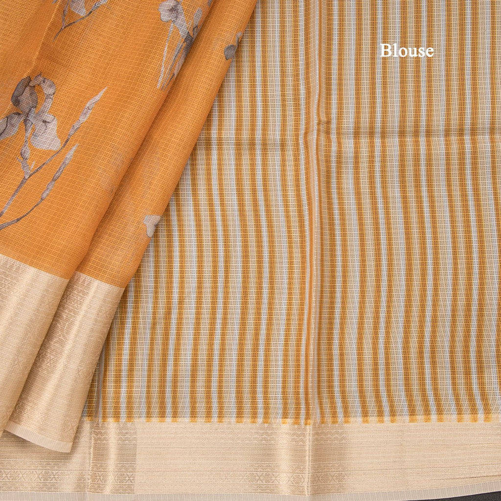 Kota Mango Yellow Printed Saree