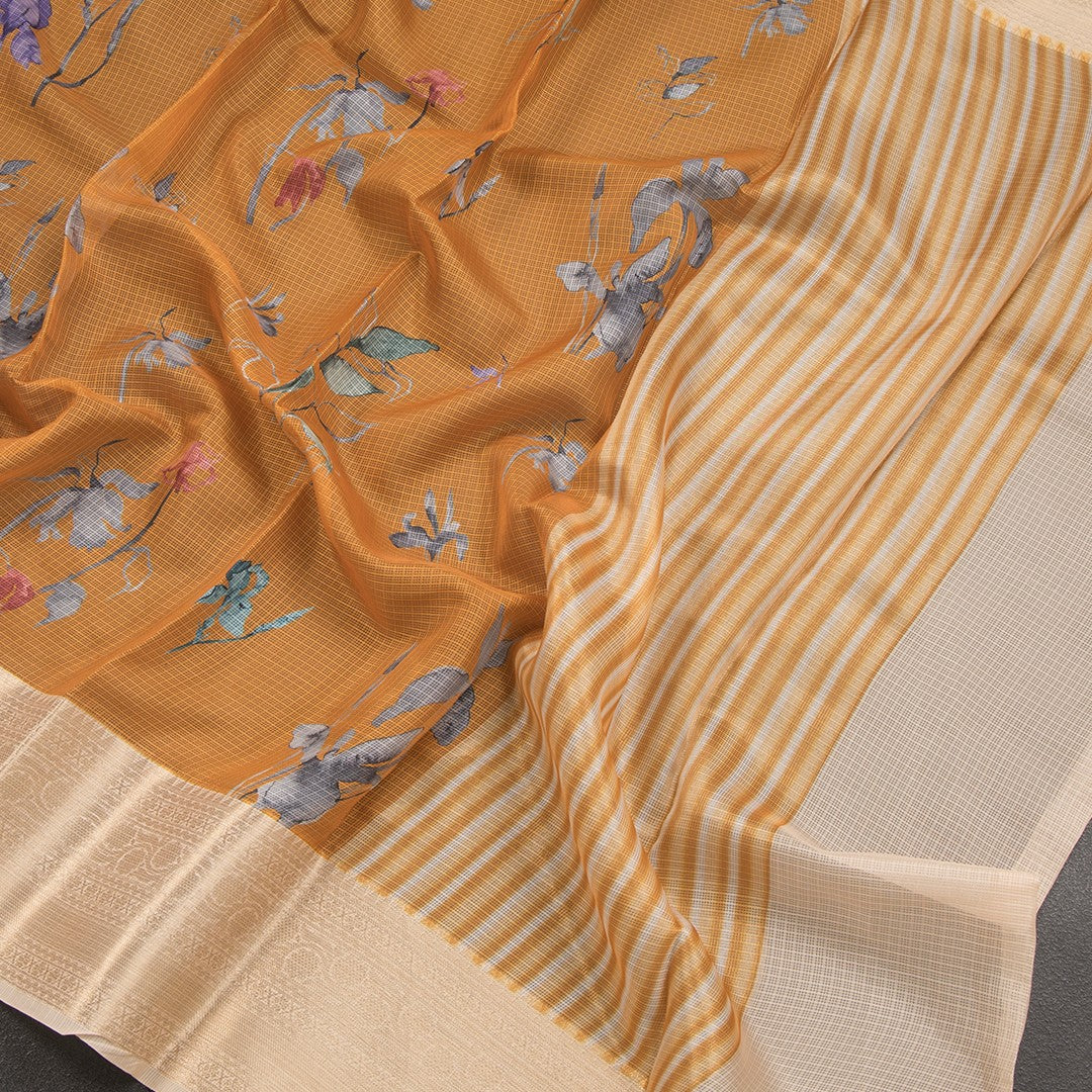 Kota Mango Yellow Printed Saree