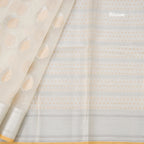 Organza Cream Floral Zari Worked Saree