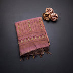 Linen Onion Pink Thread Work Saree