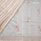 Raw Silk Cream Stripes With Thread Work Saree