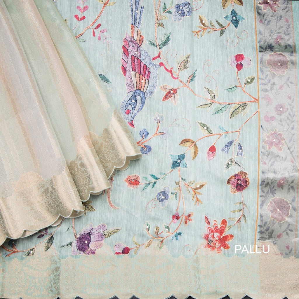 Linen Multi Colour Stripes Saree With Zari Border