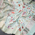 Linen Multi Colour Stripes Saree With Zari Border