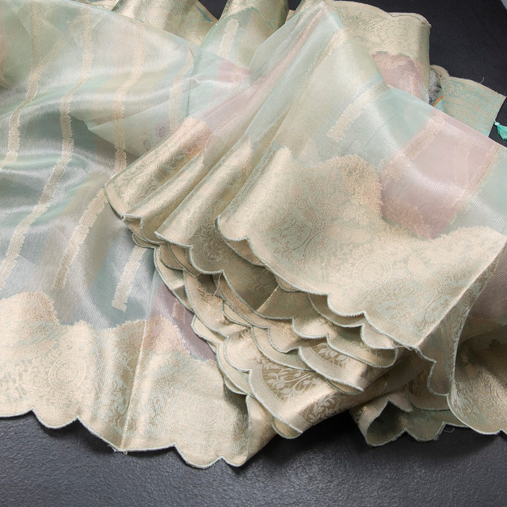 Linen Multi Colour Stripes Saree With Zari Border