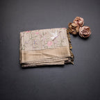 Raw Silk Cream Floral With Birds Thread Work Saree