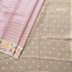 Tissue Banarasi Pink Stripes Saree With Thread Work