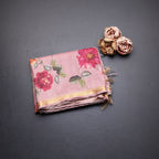 Tussar Light Onion Pink Printed Saree With Zari Border