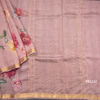 Tussar Light Onion Pink Printed Saree With Zari Border