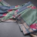 Tussar Green Printed Saree With Zari Border