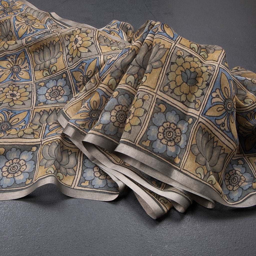 Semi Linen Multi Colour Floral Printed Saree