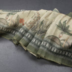 Semi Linen Pista Green Printed Saree