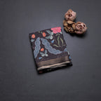 Tussar Black Floral Printed Saree
