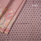 Semi Linen Light Brown Printed Saree