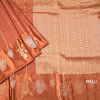 Raw Silk Rust Orange Zari Worked Saree